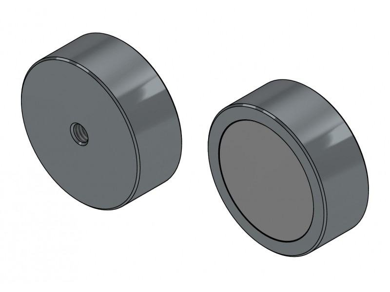 Magnet, läbimõõt 40 mm, M6 sisekeermega, kõrgus 15 mm, neodüüm magnet.