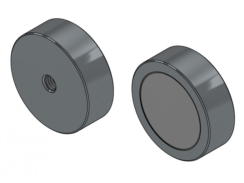 Mágnes, átmérő 45 mm, M8-as belső menet, magasság 15 mm, neodímium