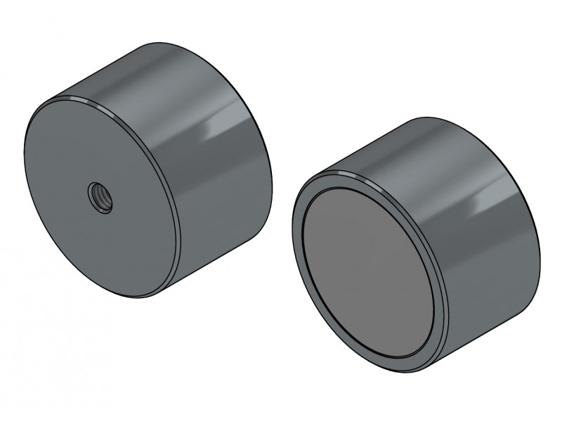Mágnes, átmérő 65 mm, M10-es belső menet, magasság 40 mm, neodímium