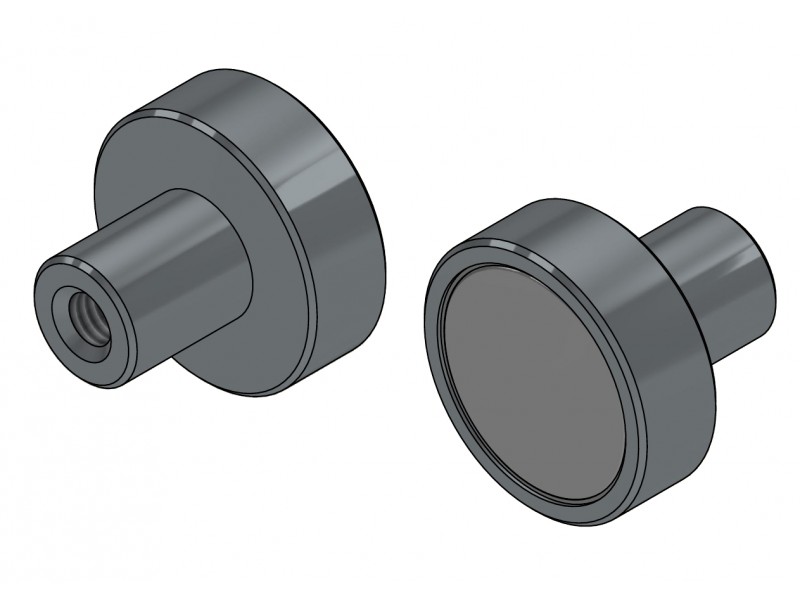 Magnet i hus, diameter 13 mm, med skruestik M3 - neodymium