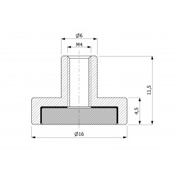 Magnet v pouzdře, průměr 16 mm, se šroubovou objímkou M4 - neodymový