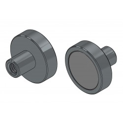 Magnēts korpusā, diametrs 16 mm, ar ieskrūvējamu ligzdu M4 - neodīms