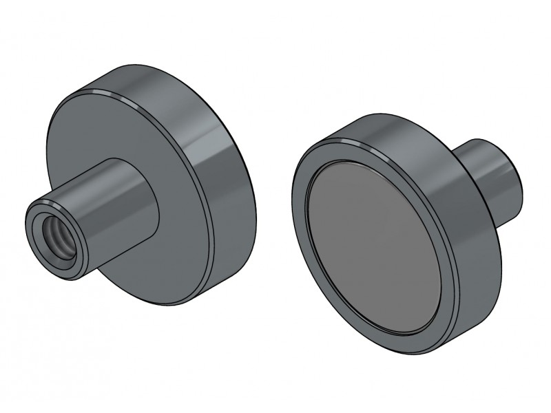 Magnet i hölje, diameter 16 mm, med skruvhylsa M4 - neodymium