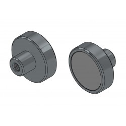 Magnēts korpusā, diametrs 20 mm, ar ieskrūvējamu ligzdu M4 - neodīms