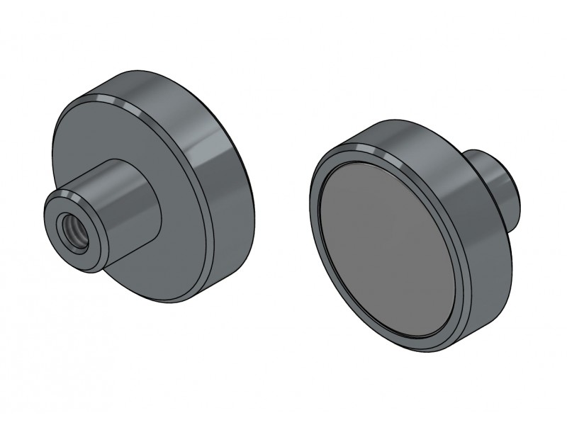 Magnet în carcasă, diametru 20 mm, cu filet M4 - neodymium
