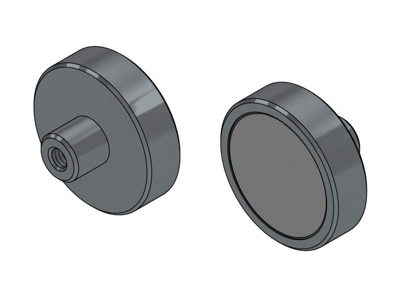 Magneetti kotelossa, halkaisija 25 mm, ruuvipesällä M4 - neodyymi