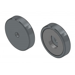 Magnet în carcasă, diametru 20 mm, cu orificiu pentru șurub cu cap plat, neodim