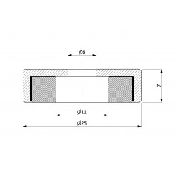 Magnet im Gehäuse, Durchmesser 25 mm, mit Bohrung für Flachkopfschraube, Neodym