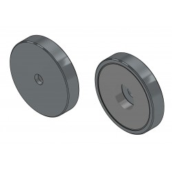 Magnet in housing, diameter 36 mm, with bore for flat head screw, neodymium
