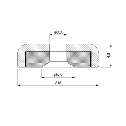 Magnete in custodia, diametro 16 mm, con foro per vite a testa svasata, ferrite