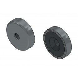 Magnet v puzdre, priemer 25 mm, s otvorom pre zapustenú hlavu skrutky, feritový