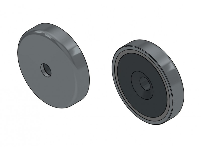Gövde içinde mıknatıs, çap 32 mm, havşa başlı vida için delikli, ferrit