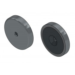 Magnet v puzdre, priemer 40 mm, s otvorom pre zapustenú hlavu skrutky, feritový