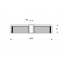 Magnēts, diametrs 40 mm, iekšējā vītne M4, augstums 8 mm, ferīts