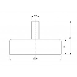 Magnet, Durchmesser 20 mm, Außengewinde M3, Ferrit