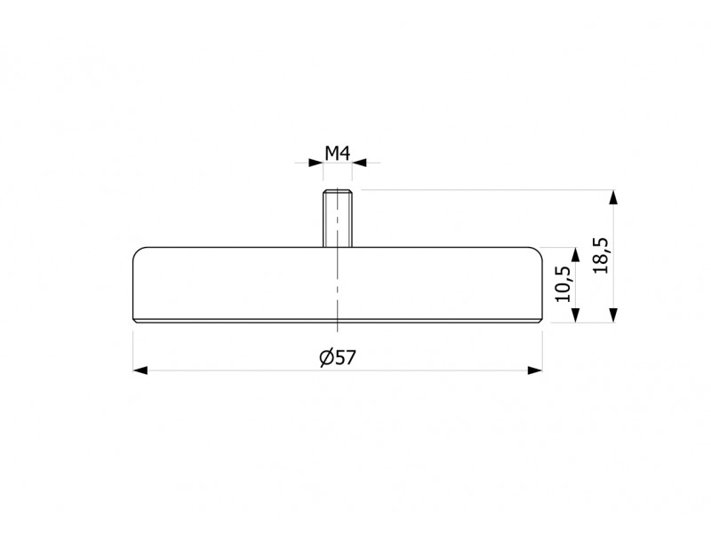 Magnet, diameter 57 mm, M4 external thread, ferrite