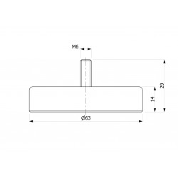 Magnet, diametru 63 mm, filet exterior M6, ferită