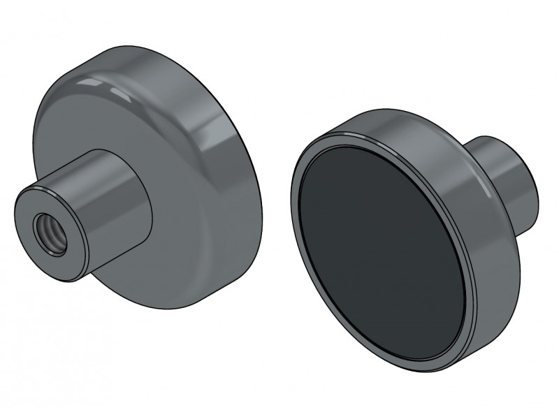 Magnete in custodia, diametro 20 mm, con zoccolo a vite M4 - ferrite