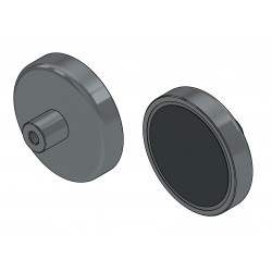 Magnet i hus, diameter 32 mm, med skruehylse M4 - ferritt