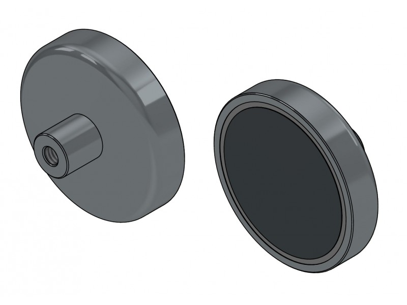 Magnet in housing, diameter 32 mm, with screw socket M4 - ferrite