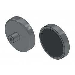 Aimant en boîtier, diamètre 36 mm, avec douille à vis M4 - ferrite