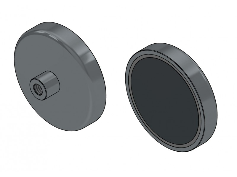 Magnet v puzdre s priemerom 47 mm, so skrutkovým puzdrom M6 - feritový