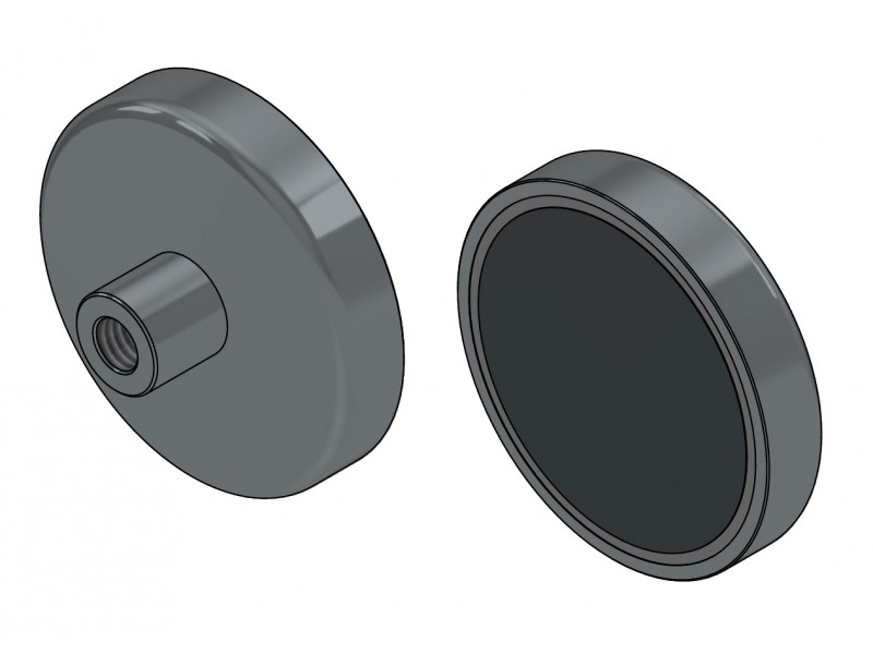 Magnet im Gehäuse, Durchmesser 50 mm, mit Schraubfassung M8 - Ferrit