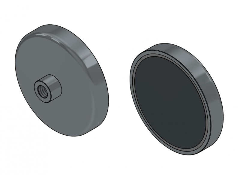 Magnet v ohišju, premer 57 mm, z vijačnim nastavkom M8 - ferit