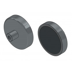 Magnet i hus, diameter 63 mm, med skruestik M8 - ferrit