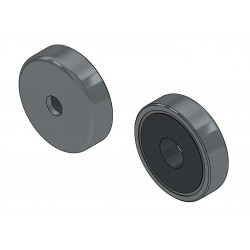 Magnet v puzdre, priemer 16 mm, s otvorom pre skrutku s plochou hlavou, feritový