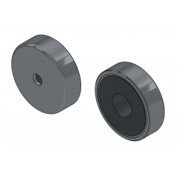 Magneet in behuizing, diameter 20 mm, met boring voor platkopschroef, ferriet
