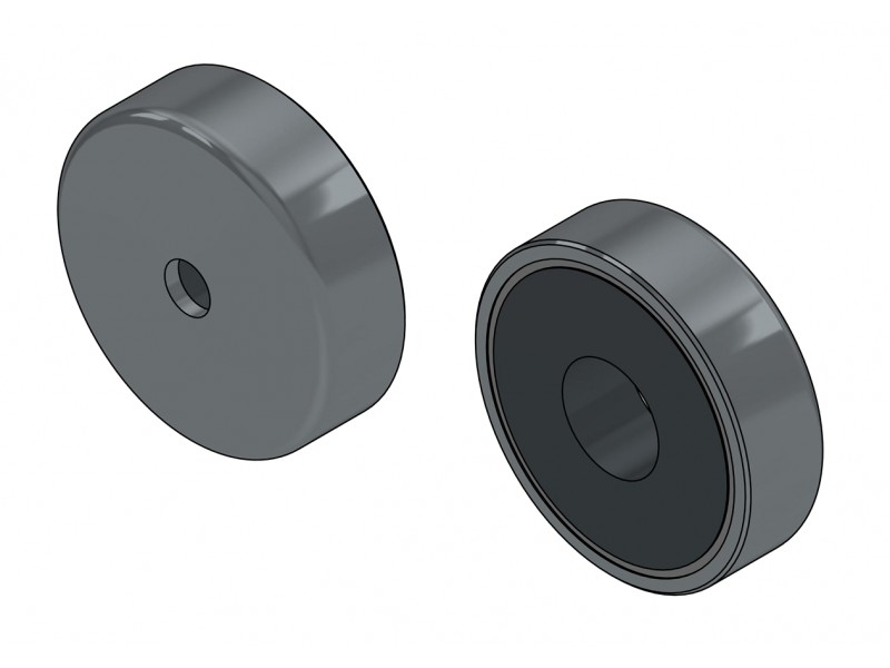 Magnet in housing, diameter 20 mm, with bore for flat head screw, ferrite