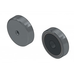 Magneet in behuizing, diameter 25 mm, met boring voor platkopschroef, ferriet
