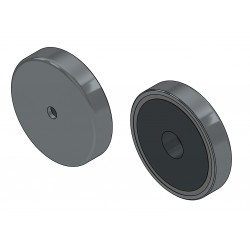 Magnet i hus, diameter 36 mm, med boring for flat skrue, ferritt
