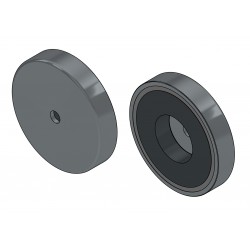 Magnet i hus, diameter 50 mm, med boring for flat skrue, ferritt