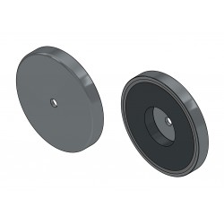 Magnet in housing, diameter 81,3 mm, with bore for flat head screw, ferrite