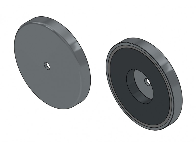 Magnet v pouzdře, průměr 81,3 mm, s otvorem pro šroub s plochou hlavou, feritový