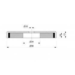 Magnet in housing, diameter 98 mm, with bore for flat head screw, ferrite