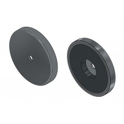 Magnet i hölje, diameter 98 mm, med hål för skruv med platt huvud, ferrit