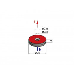 D20 x d7/3,5 x 3 / N38 - íman de neodímio (NdFeB)
