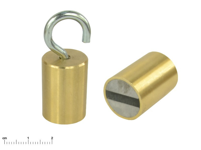 Magnet in Messinggehäuse, Durchmesser 25 mm, M5 Innengewinde, Höhe 35 mm, Neodym