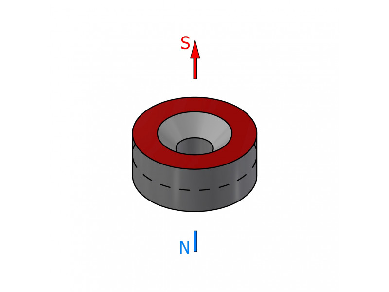 D12 x d7,2/3,6 x 5 / N38 - Magnete al neodimio (NdFeB)