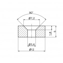 D12 x d7,2/3,6 x 5 / N38 - Neodyymimagneetti (NdFeB)