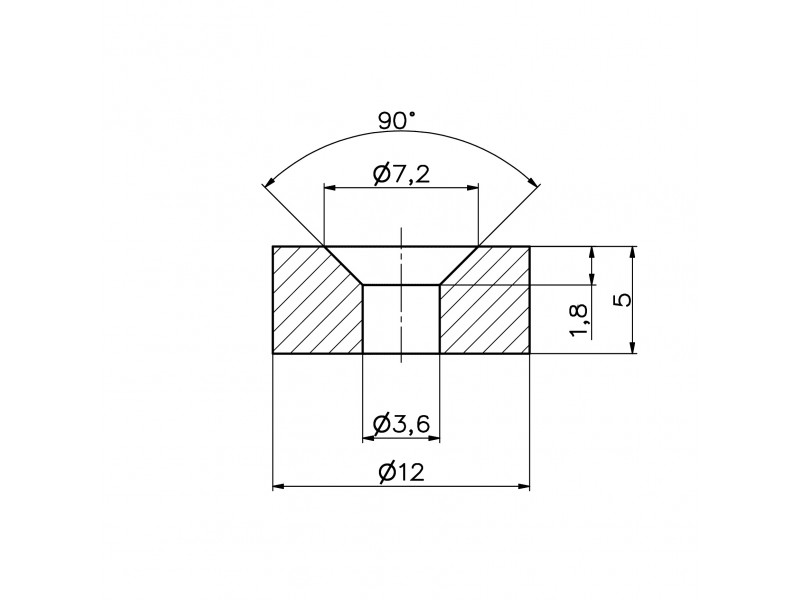 D12 x d7,2/3,6 x 5 / N38 - Neodímium mágnes (NdFeB)