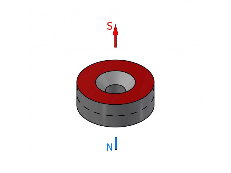 D14 x d7,2/3,6 x 5 / N38 - Neodymium magneet (NdFeB)