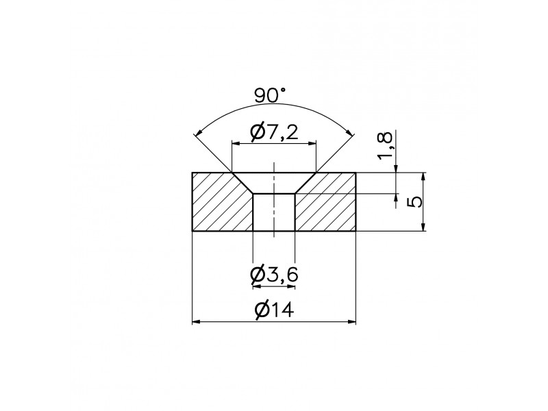 D14 x d7,2/3,6 x 5 / N38 - Neodimov magnet (NdFeB)