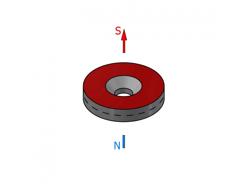 D16 x d7,2/3,6 x 3 / N38 - Neodymium magnet (NdFeB)