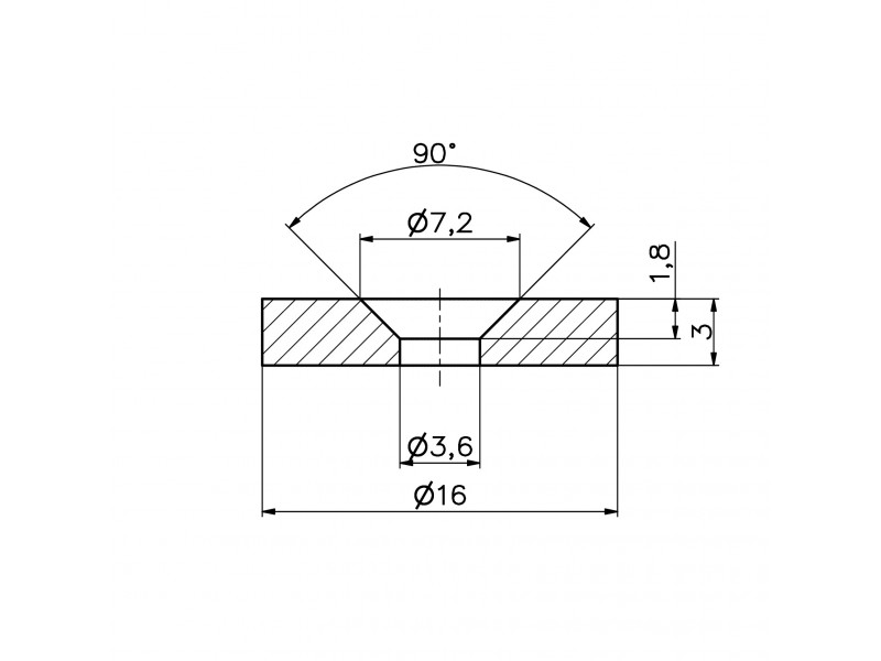 D16 x d7,2/3,6 x 3 / N38 - Neodymium magnet (NdFeB)