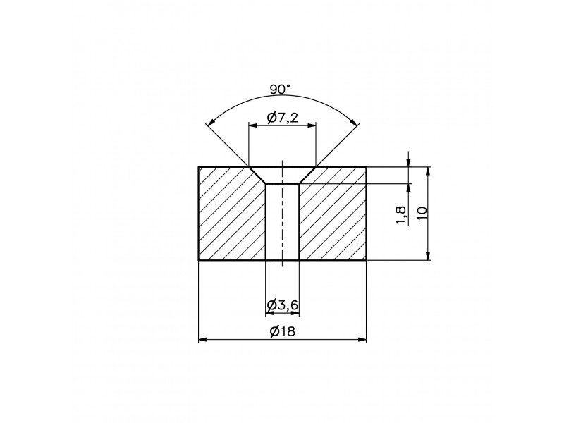 D18 x d7,2/3,6 x 10 / N42 - íman de neodímio (NdFeB)