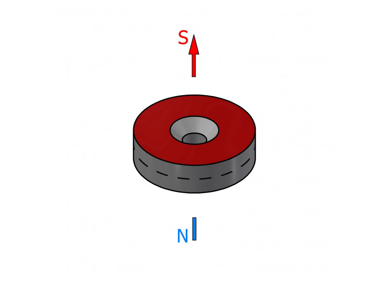 D18 x d7,2/3,6 x 5 / N42 - Neodimio magnetas (NdFeB)